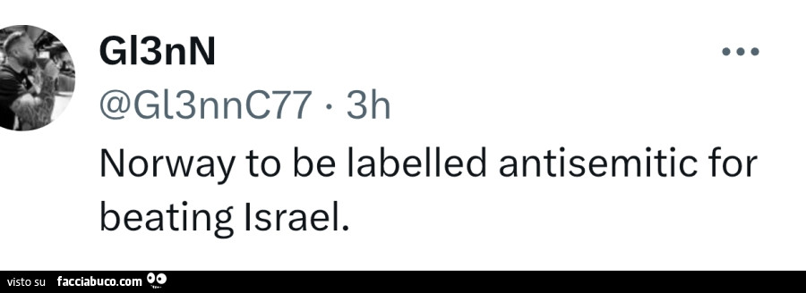 Norway to be labelled antisemitic for beating israel