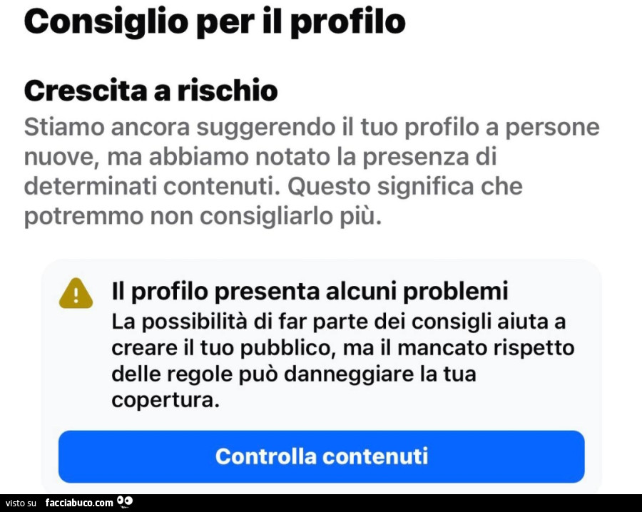 Consiglio per il profilo facebook