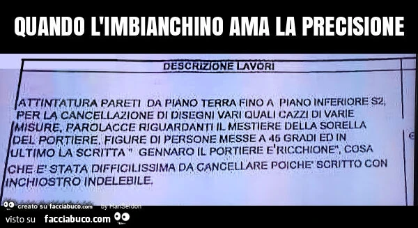 Quando l'imbianchino ama la precisione