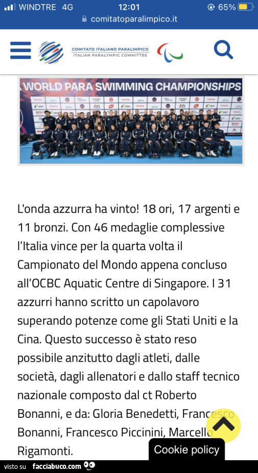 L'onda azzurra ha vinto! 18 ori, 17 argenti e 11 bronzi. Con 46 medaglie complessive l'italia vince per la quarta volta il campionato del mondo appena concluso