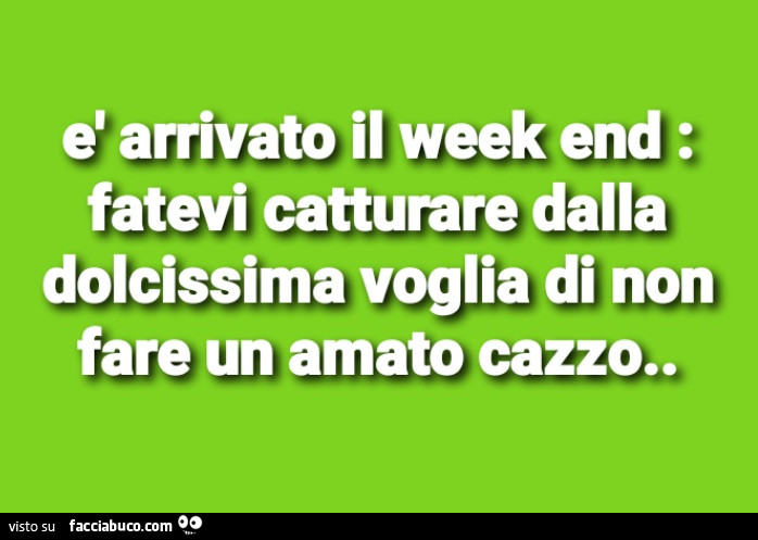 È arrivato il weekend fatevi catturare dalla dolcissima voglia di non fare un amato cazzo