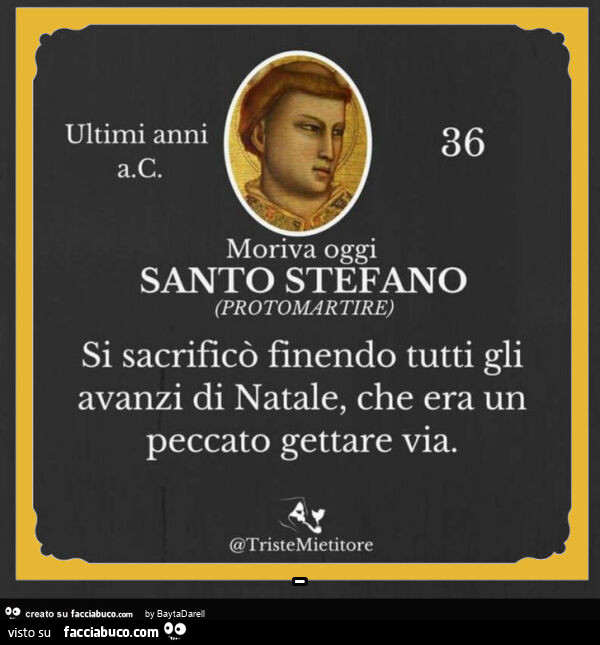 Sabto Stefano protettore degli avanzi di Natale