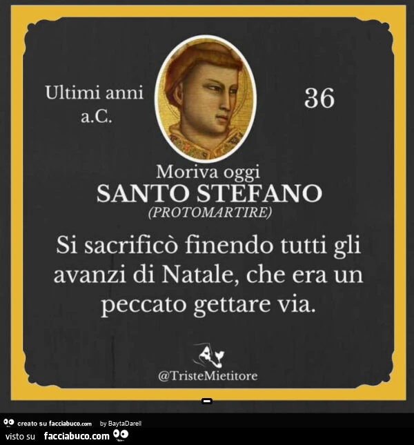 Sabto Stefano protettore degli avanzi di Natale