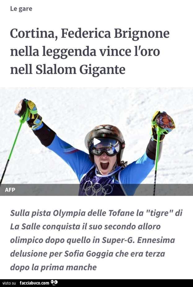 Cortina, federica brignone nella leggenda vince l'oro nell slalom gigante