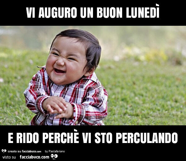 Vi auguro un buon lunedì e rido perchè vi sto perculando