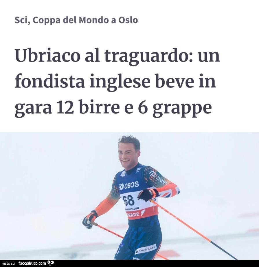 Ubriaco al traguardo: un fondista inglese beve in gara 12 birre e 6 grappe