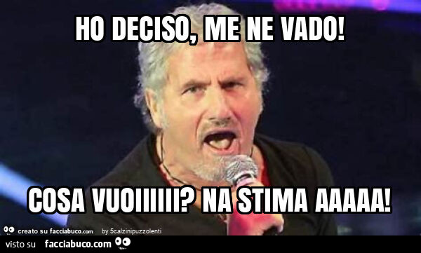 Ho deciso, me ne vado! Cosa vuoiiiiii? Na stima aaaaa