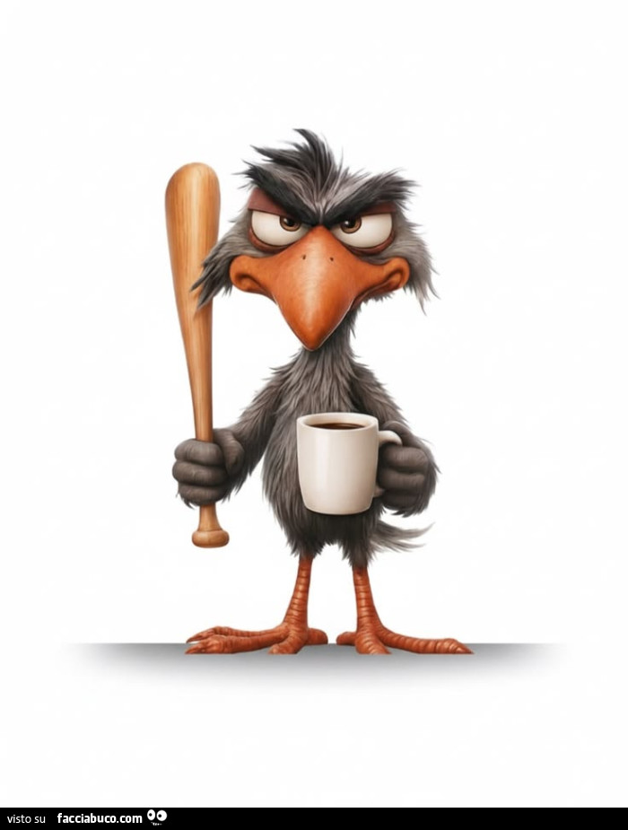 Pennuto con la mazza e il caffè
