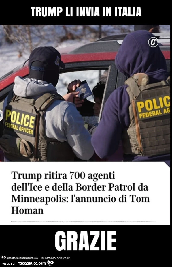 Trump li invia in italia grazie