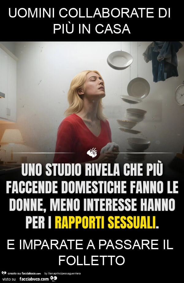 Uomini collaborate di più in casa e imparate a passare il folletto