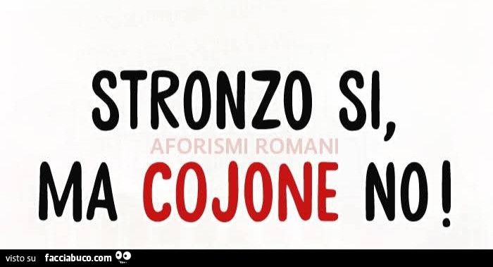Stronzo si, ma cojone noi