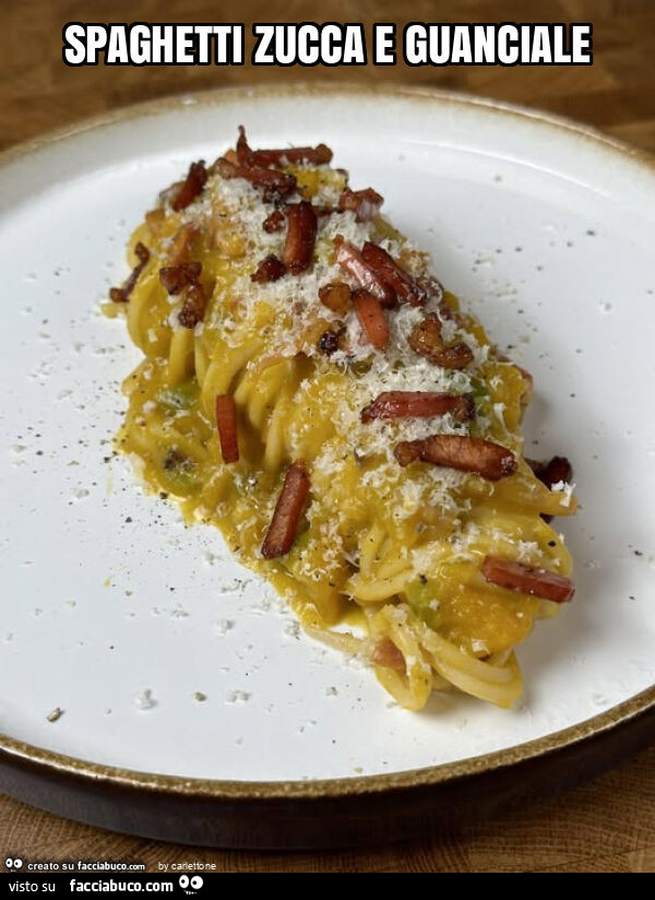 Spaghetti zucca e guanciale