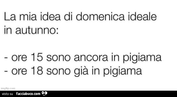 La mia idea di domenica ideale in autunno: ore 15 sono ancora in pigiama ore 18 sono giร in pigiama