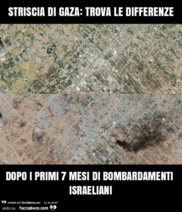 Striscia di gaza: trova le differenze dopo i primi 7 mesi di bombardamenti israeliani