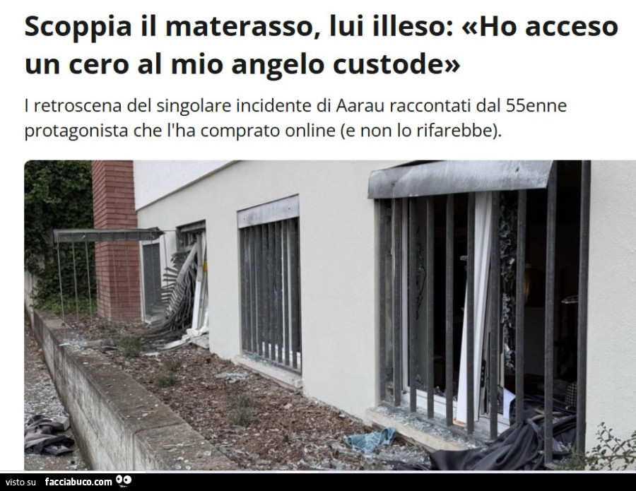 Materasso gonfiabile che esplode