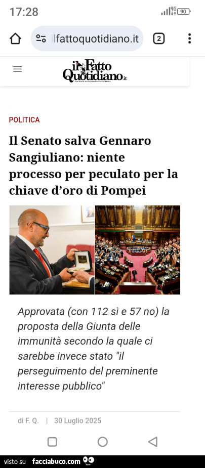 Il senato salva gennaro sangiuliano