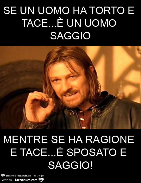 Se un uomo ha torto e tace&hellip; è un uomo saggio mentre se ha ragione e tace&hellip; è sposato e saggio
