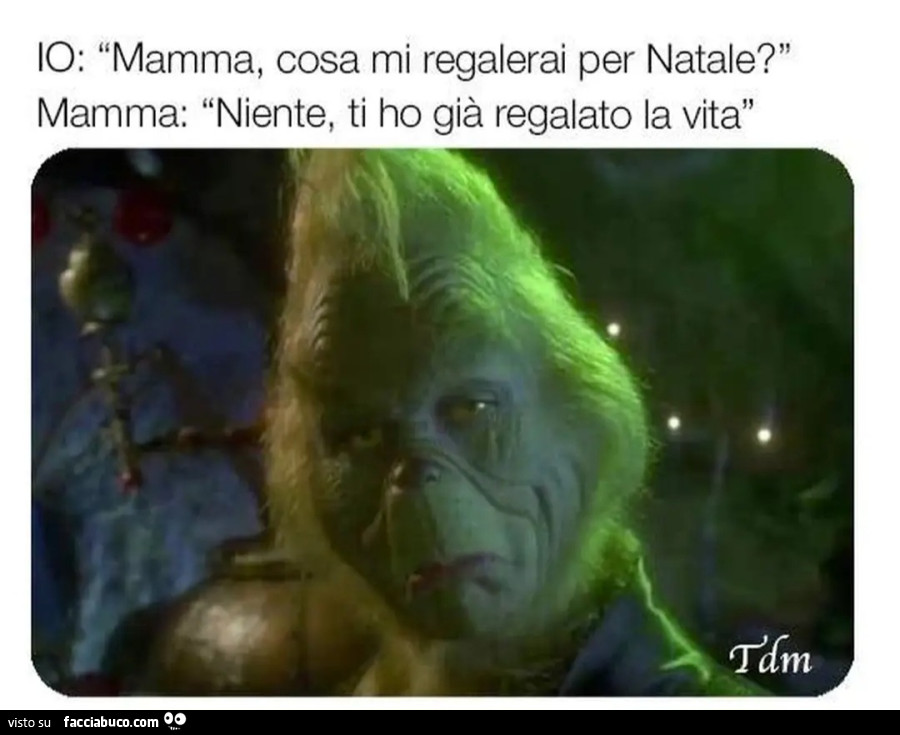 Mamma cosa mi regali per natale niente ti ho giร regalato la vita grinch il tamarro di merda