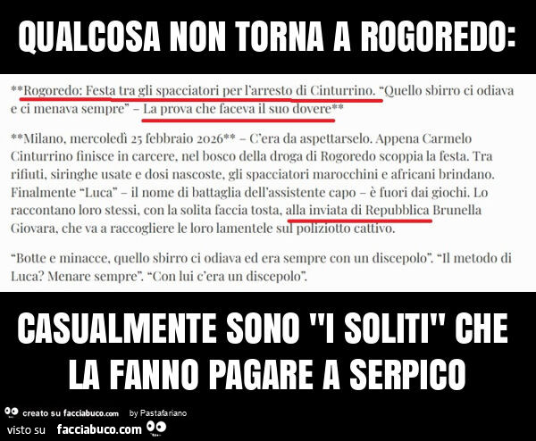 Qualcosa non torna a rogoredo: casualmente sono "i soliti" che la fanno pagare a serpico