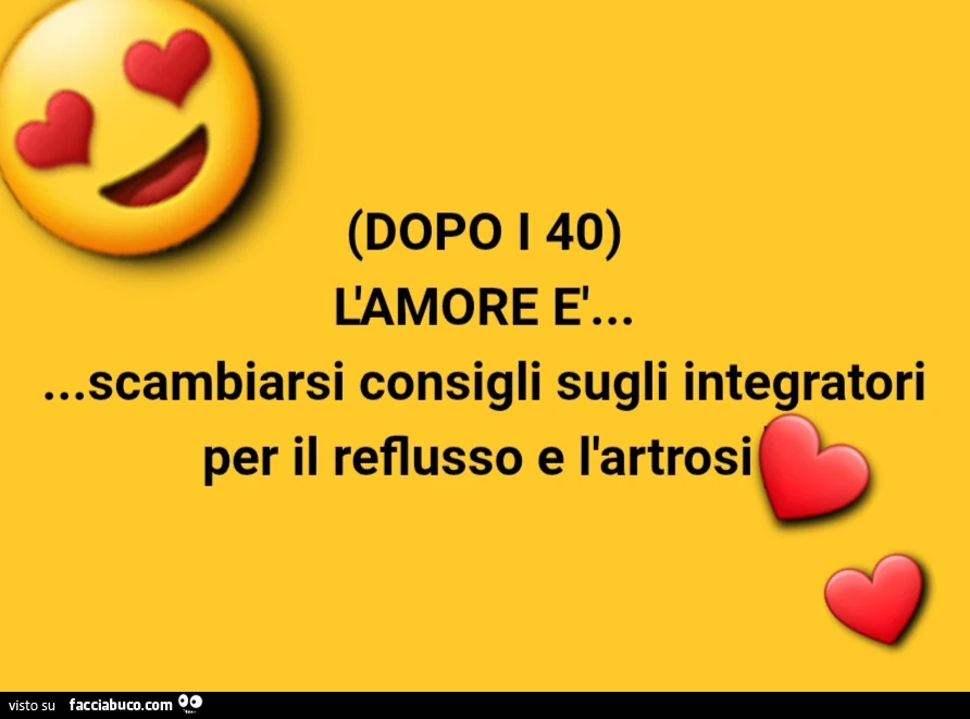 Dopo i 40 l'amore รจ… scambiarsi consigli sugli integratori per il reflusso e l'artrosi