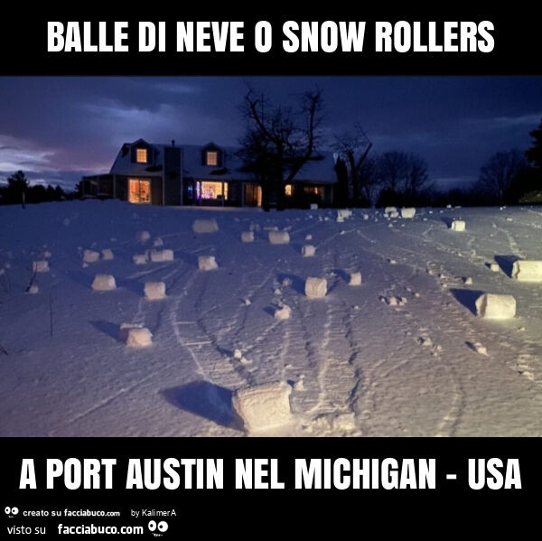 Balle di neve o snow rollers a port austin nel michigan - usa