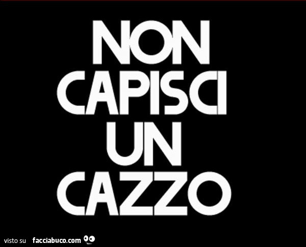 Non capisci un cazzo