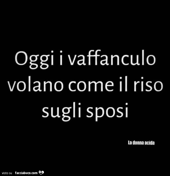 Oggi i vaffanculo volano come il riso sugli sposi