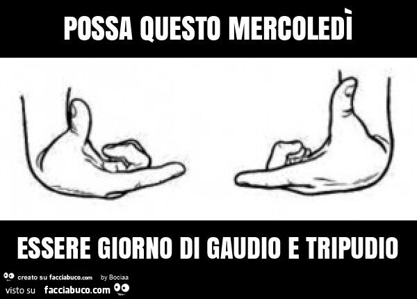 Possa questo mercoledì essere giorno di gaudio e tripudio