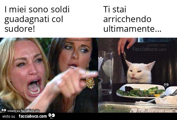 I miei sono soldi guadagnati col sudore! . Ti stai arricchendo ultimamente