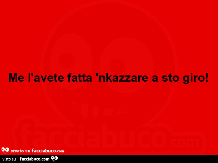 Me l'avete fatta 'nkazzare a sto giro