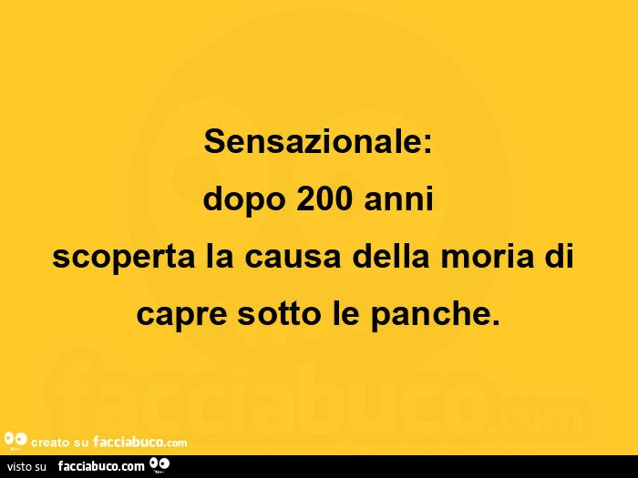 Sensazionale: dopo 200 anni scoperta la causa della moria di capre sotto le panche