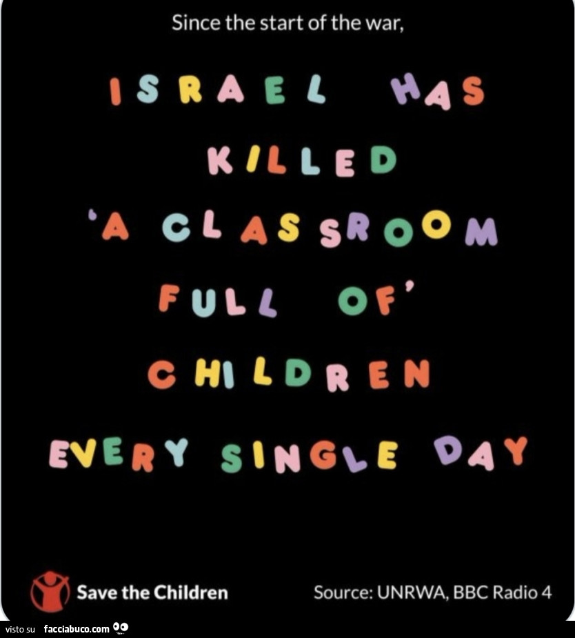 Israel has killed a classroom full of children every single day