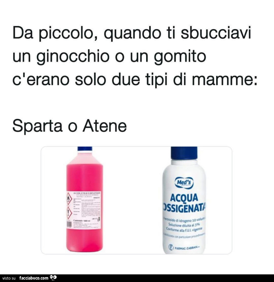 Da piccolo, quando ti sbucciavi un ginocchio o un gomito c'erano solo due tipi di mamme: sparta o atene