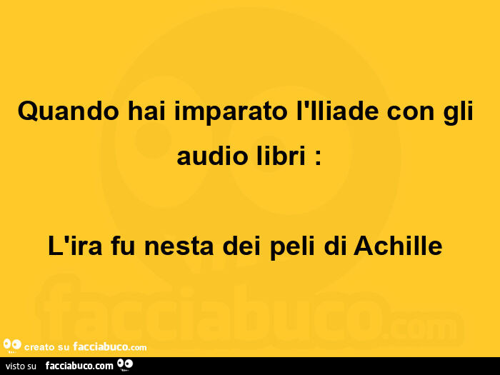 Quando hai imparato l'iliade con gli audio libri: l'ira fu nesta dei peli di achille 